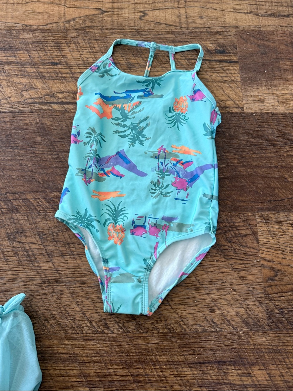 Carter's Aqua Tropical Print One-Piece Swimsuit